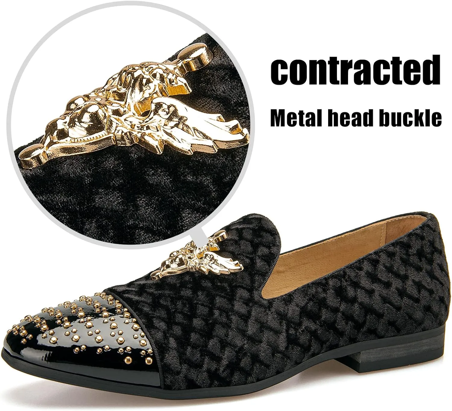 Men Genuine Leather Mens Metallic Textured Slip-on Glitter Loafers Shoes