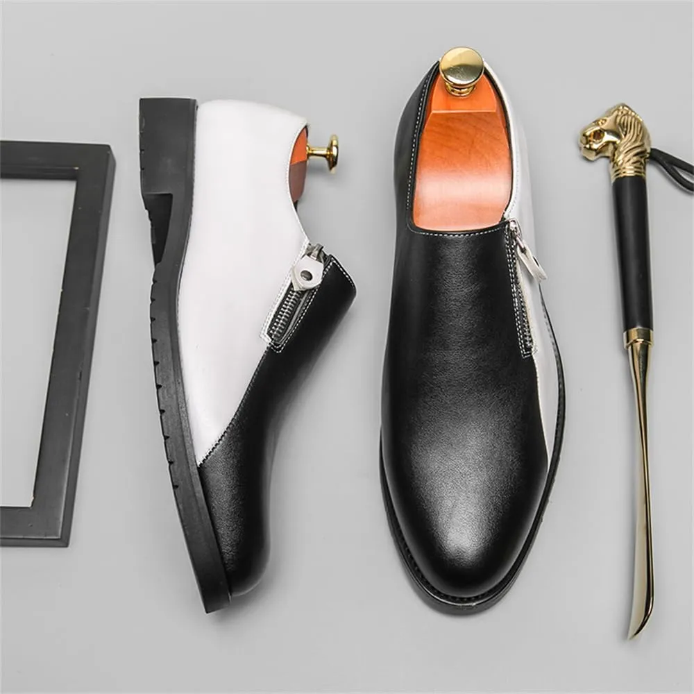 Men Two Tone Colors Penny Loafer Slip On Pull on Dress Shoes Casual Boat Shoes