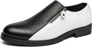 Men Two Tone Colors Penny Loafer Slip On Pull on Dress Shoes Casual Boat Shoes