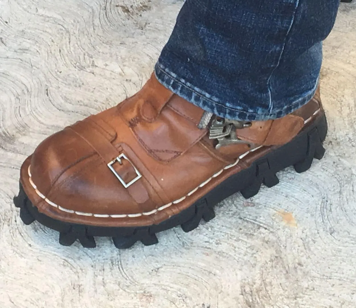Mens Brown Genuine Leather Military Army Boots Gothic Skull Punk Motorcycle