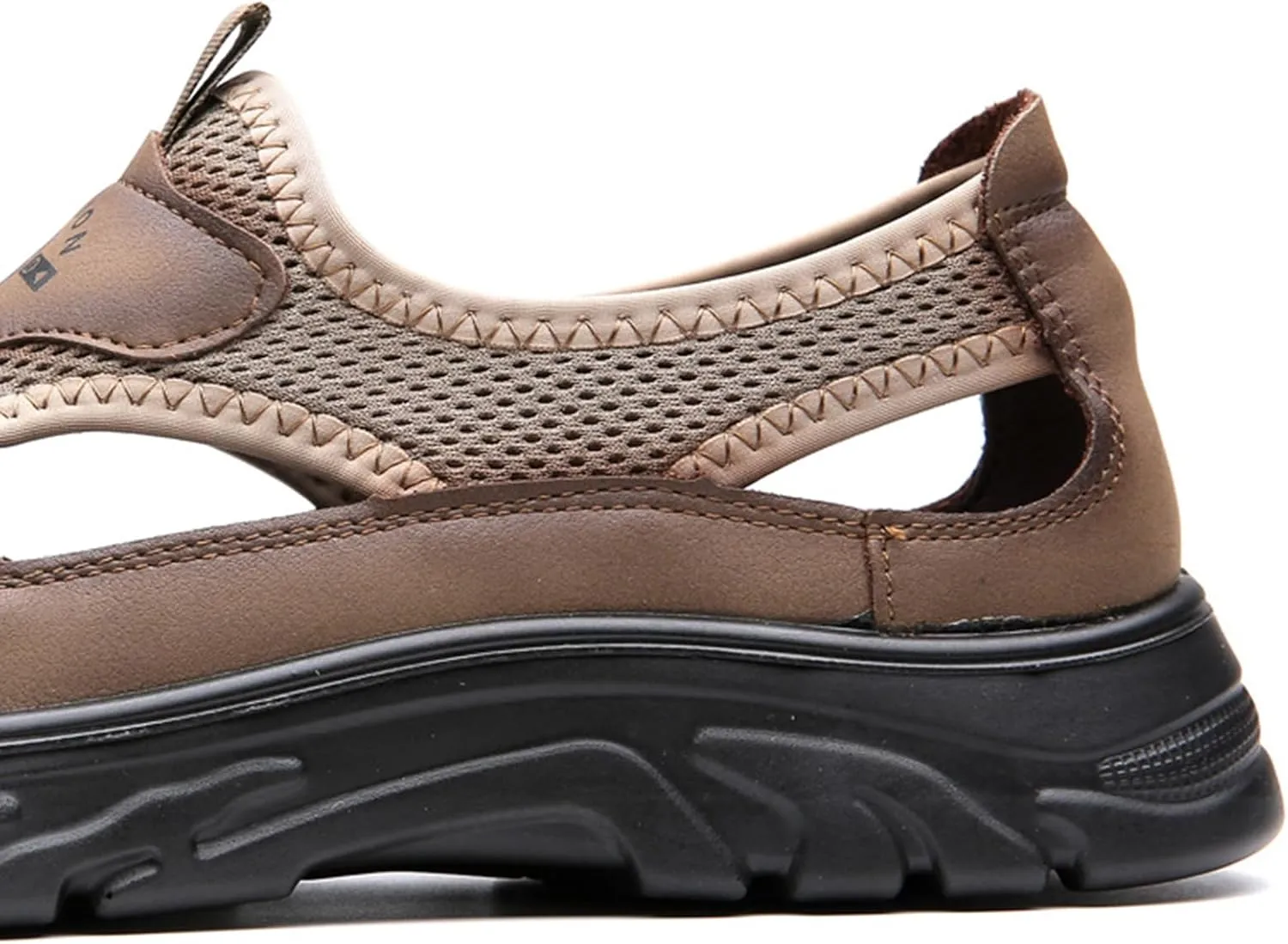 Men'S Casual Closed-Toe Hollow Out Beach Sandals,Breathable Mesh Slip-On Hiking Wading Sandals,For Outdoor Athletic Summer Lightweight Walking Shoes