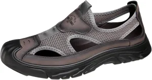 Men'S Casual Closed-Toe Hollow Out Beach Sandals,Breathable Mesh Slip-On Hiking Wading Sandals,For Outdoor Athletic Summer Lightweight Walking Shoes