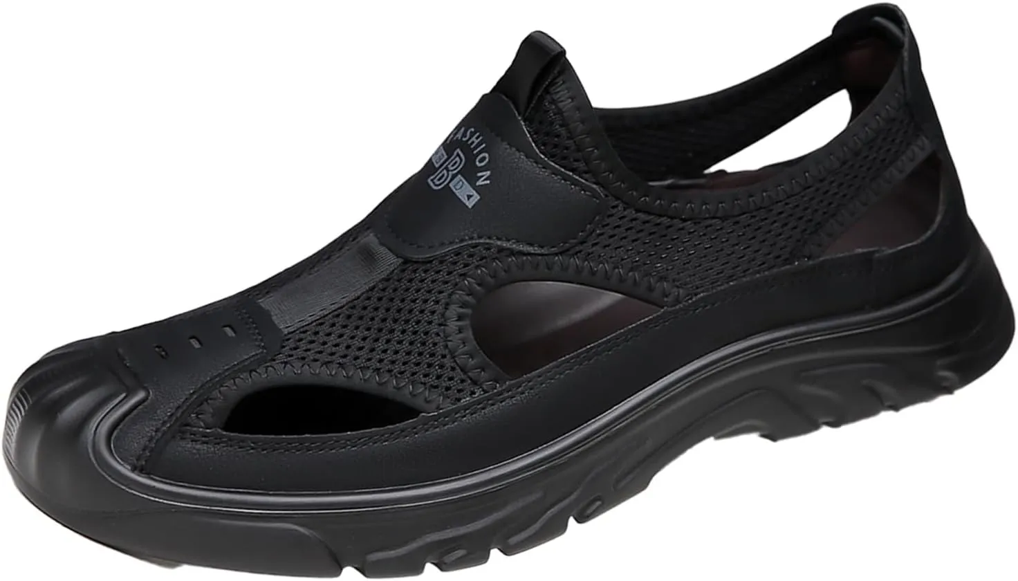 Men'S Casual Closed-Toe Hollow Out Beach Sandals,Breathable Mesh Slip-On Hiking Wading Sandals,For Outdoor Athletic Summer Lightweight Walking Shoes