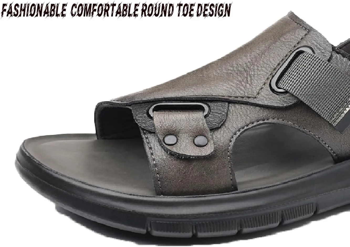 Men'S Casual Two Uses Flat Slide Sandal Summer Comfor Open Toe Slip-On Ankle Straps Soft Bottom Beach Sandals Indoor and Outdoor Non-Slip Water Stream-Treakking Shoes