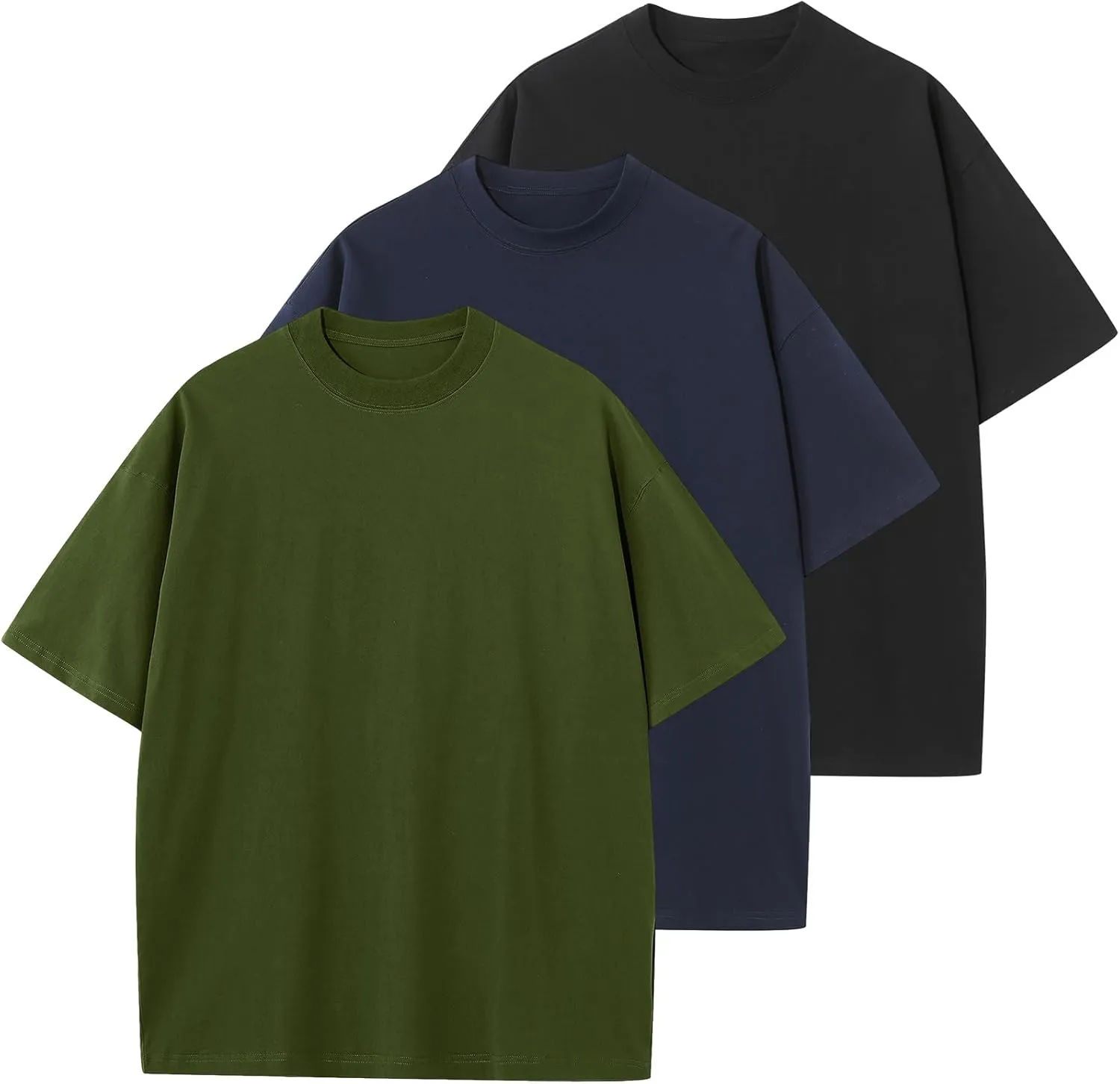 Men's Cotton T-Shirts Oversized Unisex Short Sleeve Crew Neck Loose Basic Tops Solid Athletic Tee