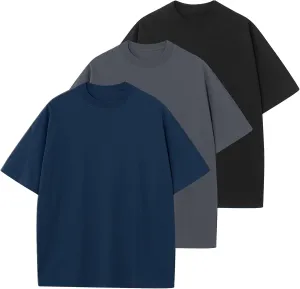 Men's Cotton T-Shirts Oversized Unisex Short Sleeve Crew Neck Loose Basic Tops Solid Athletic Tee