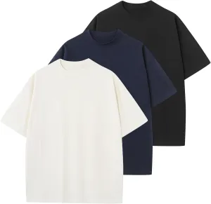 Men's Cotton T-Shirts Oversized Unisex Short Sleeve Crew Neck Loose Basic Tops Solid Athletic Tee