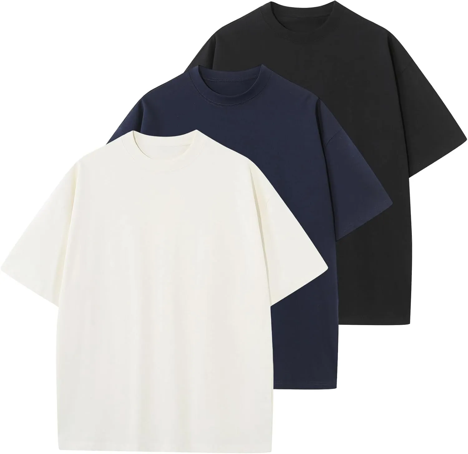 Men's Cotton T-Shirts Oversized Unisex Short Sleeve Crew Neck Loose Basic Tops Solid Athletic Tee