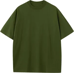 Men's Cotton T-Shirts Oversized Unisex Short Sleeve Crew Neck Loose Basic Tops Solid Athletic Tee