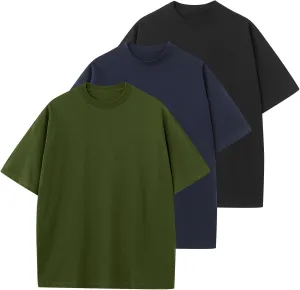 Men's Cotton T-Shirts Oversized Unisex Short Sleeve Crew Neck Loose Basic Tops Solid Athletic Tee