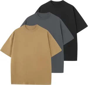Men's Cotton T-Shirts Oversized Unisex Short Sleeve Crew Neck Loose Basic Tops Solid Athletic Tee
