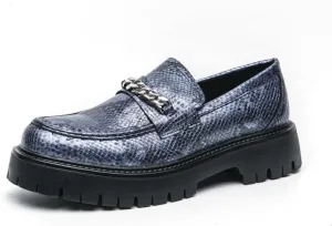 Men's Fashion Textured Leather Lug Sole Platform Comfort Slip - On Loafers Dress Shoes