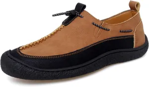 Men's Leather Loafers Slip-On Shoes - Lightweight Driving & Walking Footwear with Soft Cushioning for Office Outdoor Travel