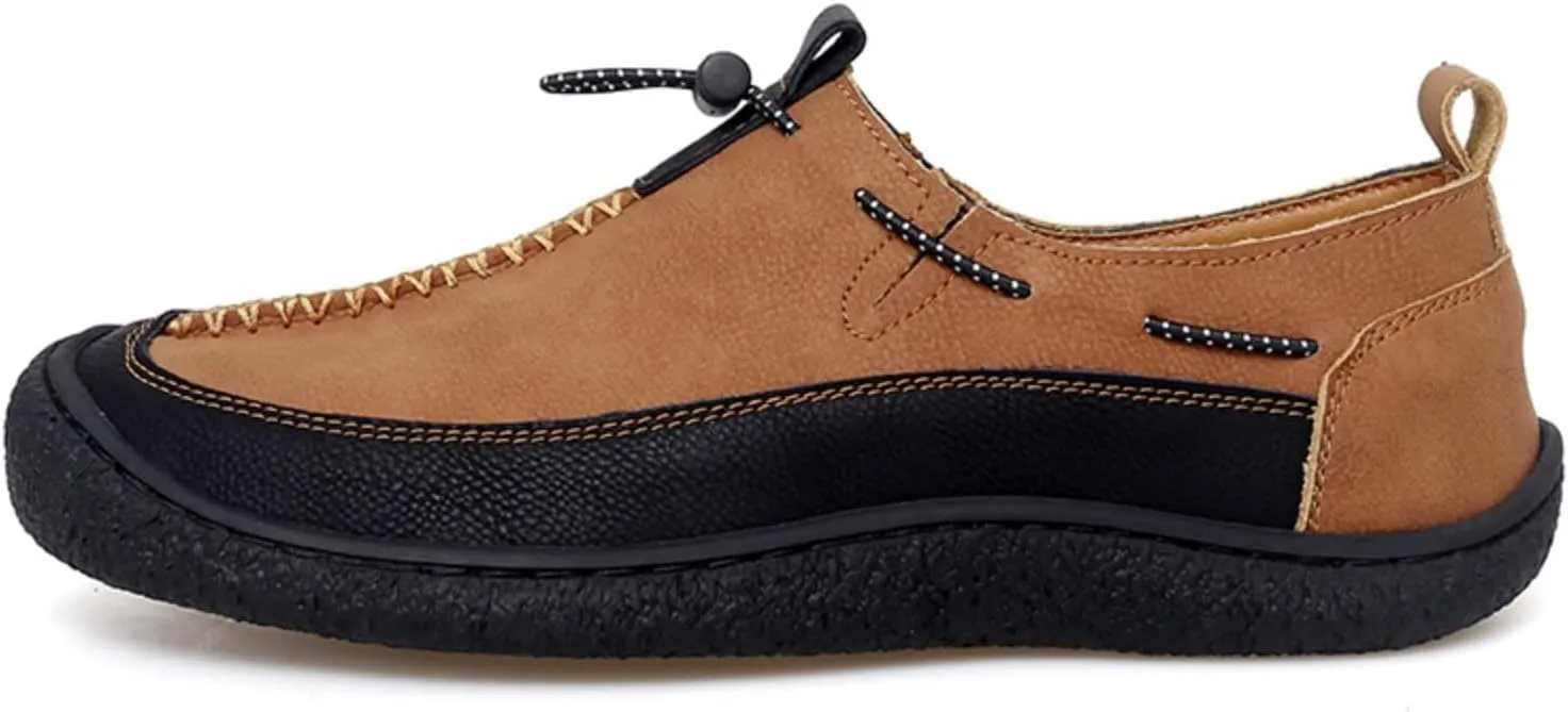 Men's Leather Loafers Slip-On Shoes - Lightweight Driving & Walking Footwear with Soft Cushioning for Office Outdoor Travel