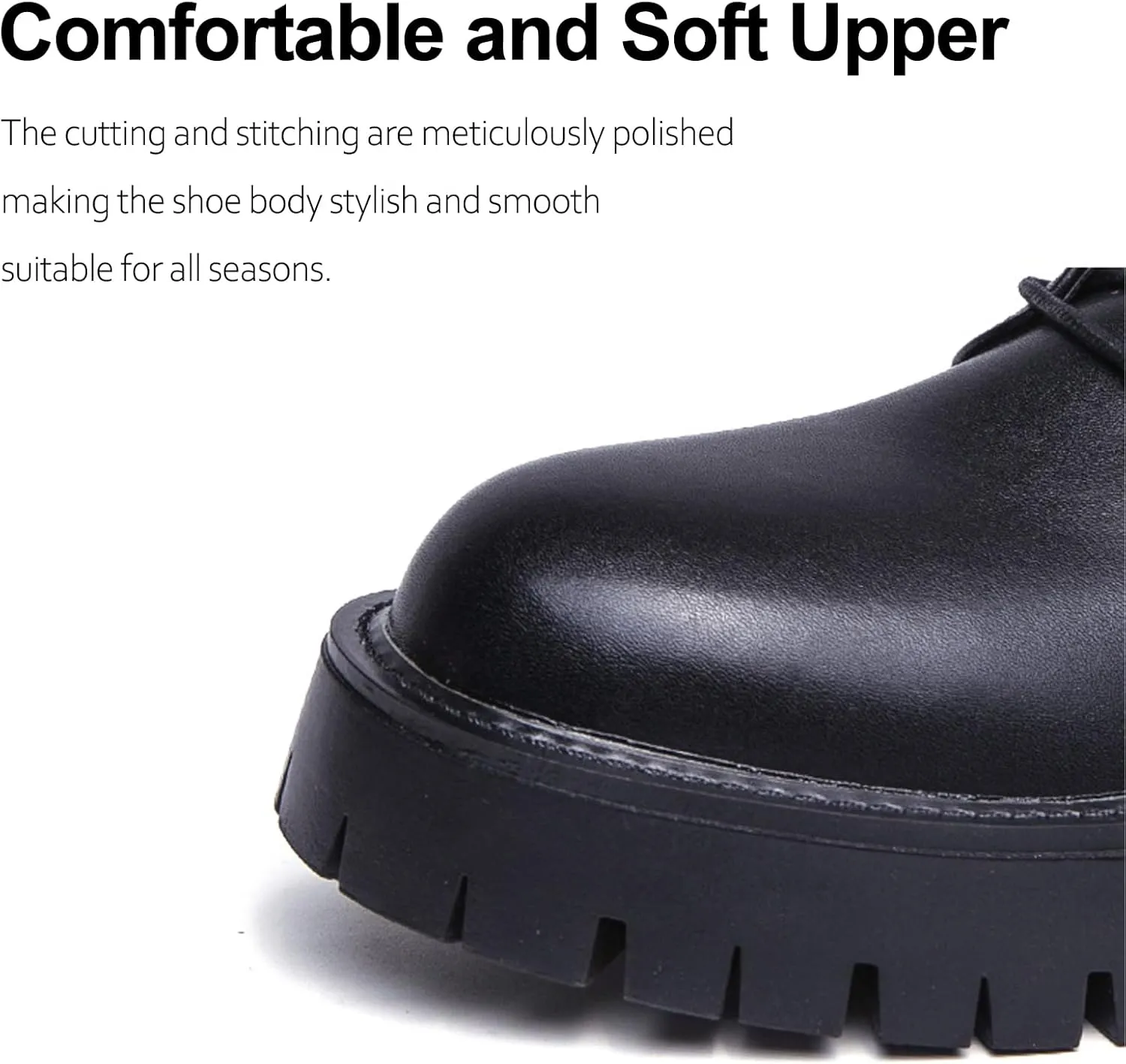 Men's Leather Platform Motorcycle Boots with Double Zipper Fashion Double Buckle Lug Sole Combat Boots Flexible Outdoor Riding Boots