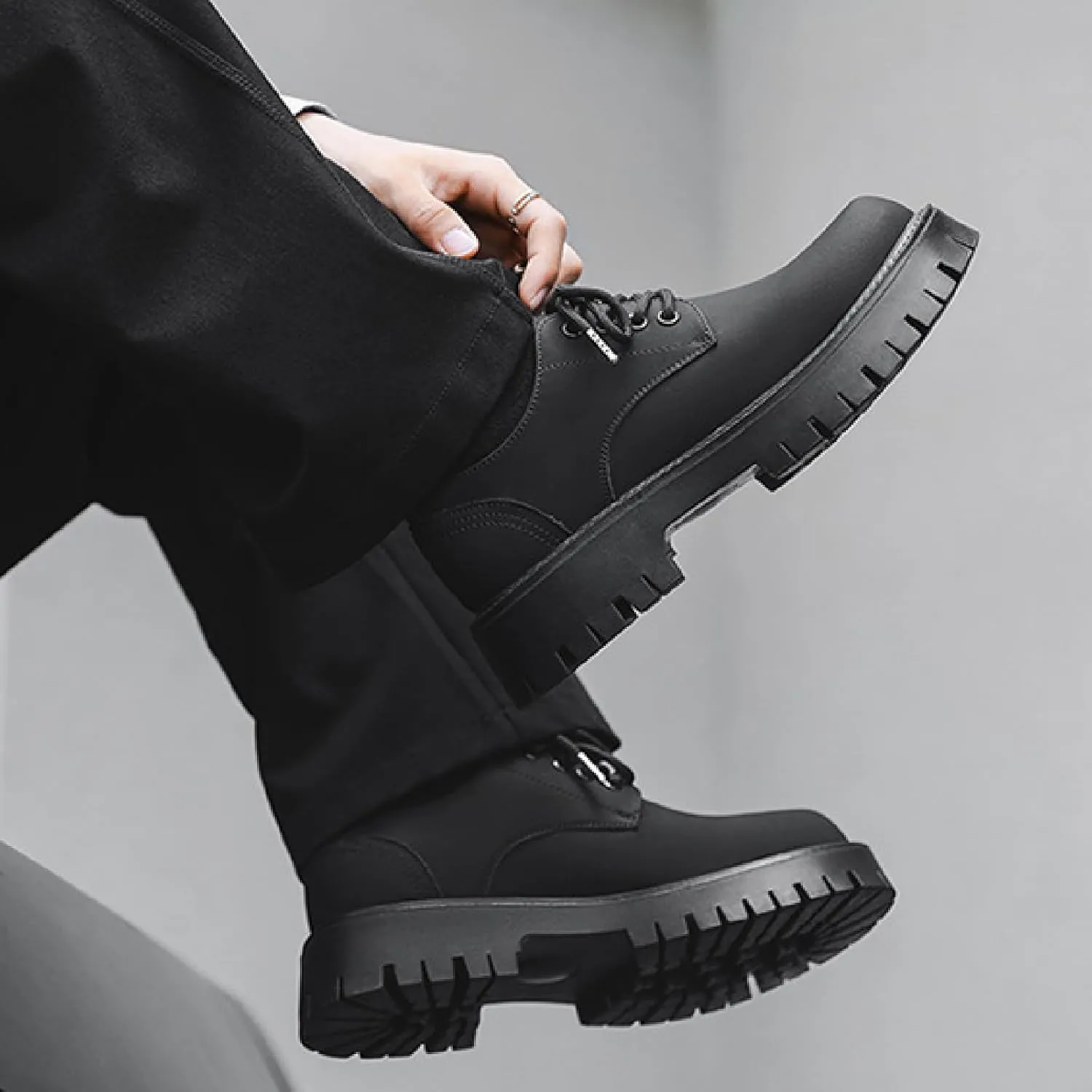 Men's Leather Platform Penny Loafers Classic Round Toe Comfort Slip On Heightening Chunky Heel Lug Sole Dress Oxfords Work Office Business Derby Shoes