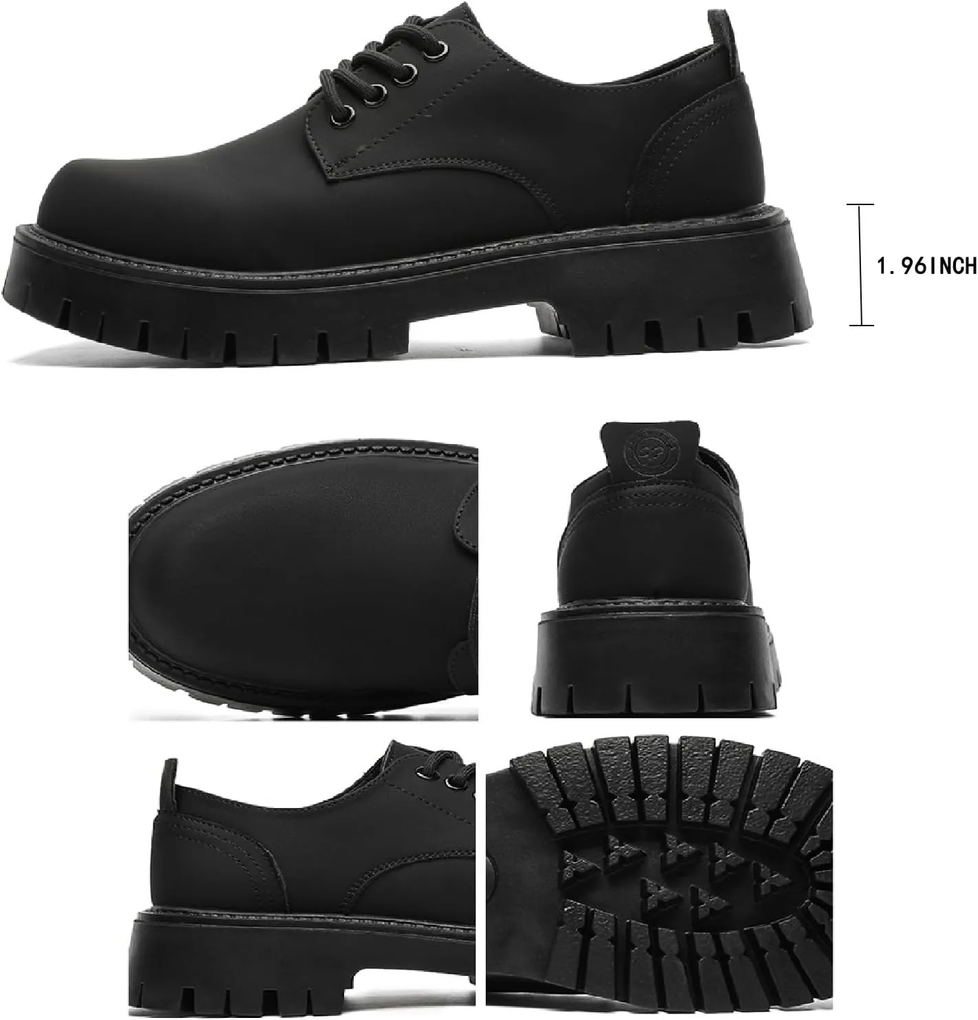 Men's Leather Platform Penny Loafers Classic Round Toe Comfort Slip On Heightening Chunky Heel Lug Sole Dress Oxfords Work Office Business Derby Shoes