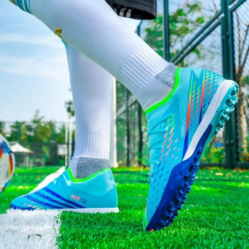 Men's Soccer Shoes Cleats Professional Low-Top Non-Slip Spikes Lace-Up Breathable Athletic Football Boots for Outdoor Indoor TF/AG/FG