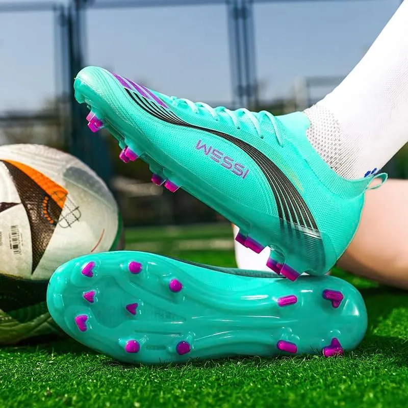 Men's Soccer Shoes Cleats Professional Low-Top Non-Slip Spikes Lace-Up Breathable Athletic Football Boots for Outdoor Indoor TF/AG/FG