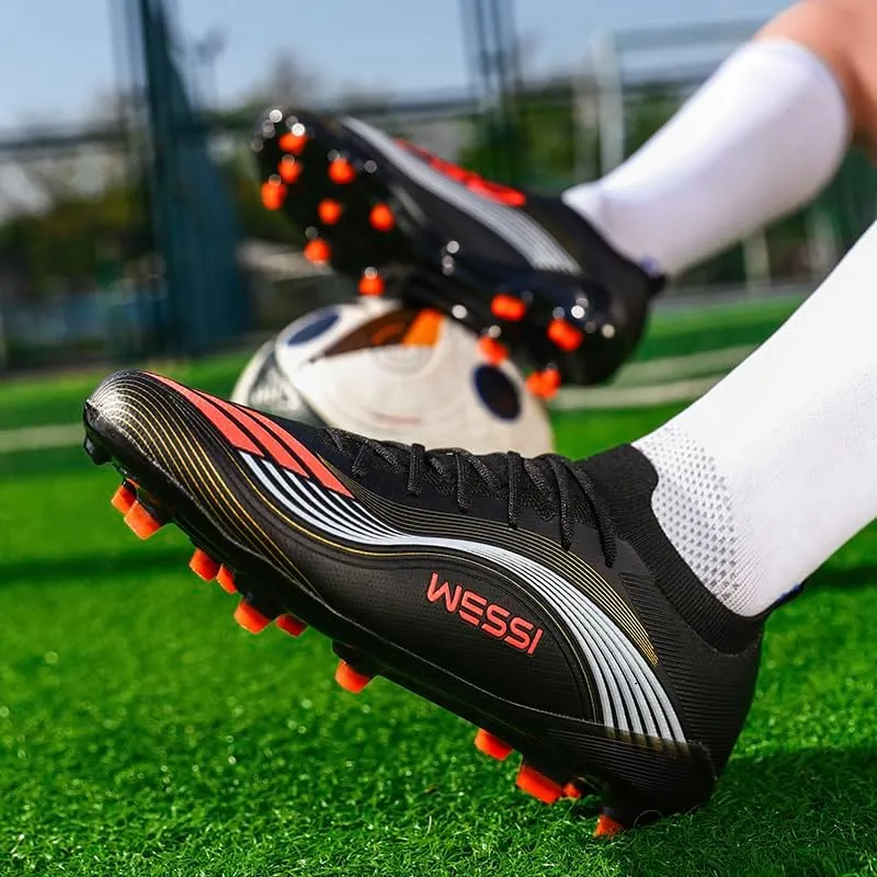 Men's Soccer Shoes Cleats Professional Low-Top Non-Slip Spikes Lace-Up Breathable Athletic Football Boots for Outdoor Indoor TF/AG/FG