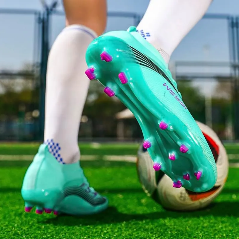 Men's Soccer Shoes Cleats Professional Low-Top Non-Slip Spikes Lace-Up Breathable Athletic Football Boots for Outdoor Indoor TF/AG/FG