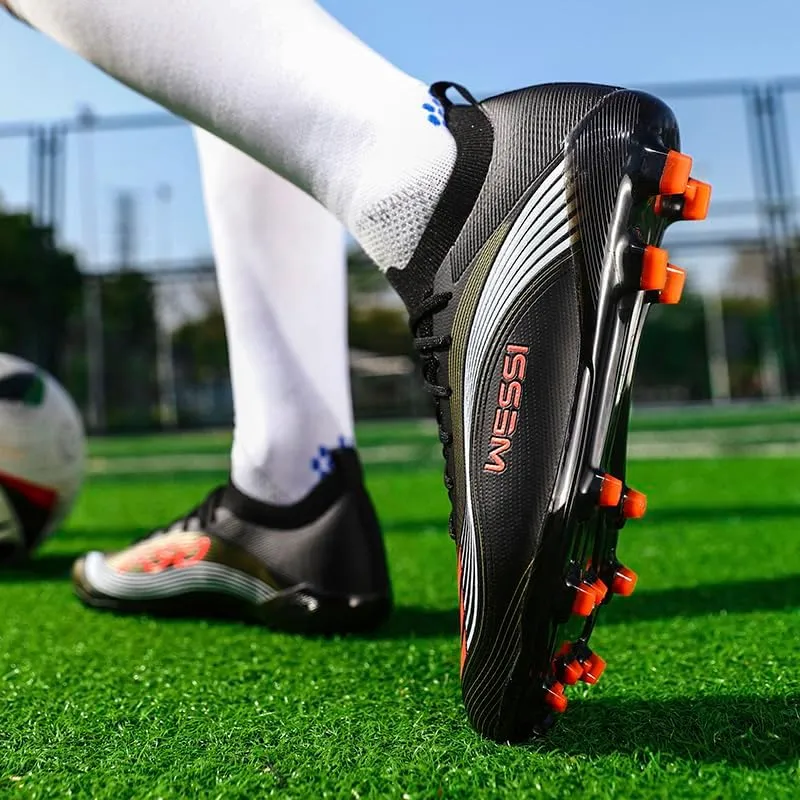 Men's Soccer Shoes Cleats Professional Low-Top Non-Slip Spikes Lace-Up Breathable Athletic Football Boots for Outdoor Indoor TF/AG/FG