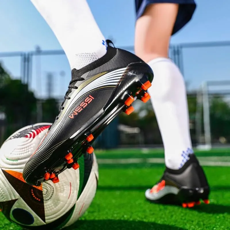 Men's Soccer Shoes Cleats Professional Low-Top Non-Slip Spikes Lace-Up Breathable Athletic Football Boots for Outdoor Indoor TF/AG/FG