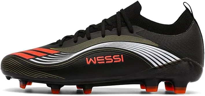 Men's Soccer Shoes Cleats Professional Low-Top Non-Slip Spikes Lace-Up Breathable Athletic Football Boots for Outdoor Indoor TF/AG/FG