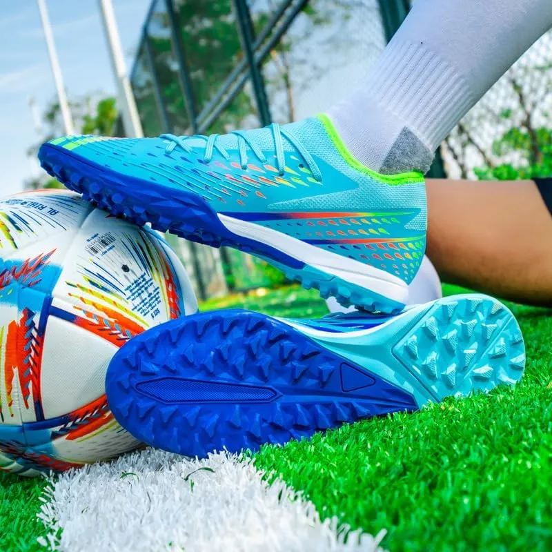 Men's Soccer Shoes Cleats Professional Low-Top Non-Slip Spikes Lace-Up Breathable Athletic Football Boots for Outdoor Indoor TF/AG/FG
