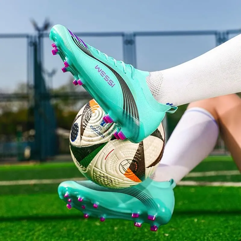 Men's Soccer Shoes Cleats Professional Low-Top Non-Slip Spikes Lace-Up Breathable Athletic Football Boots for Outdoor Indoor TF/AG/FG