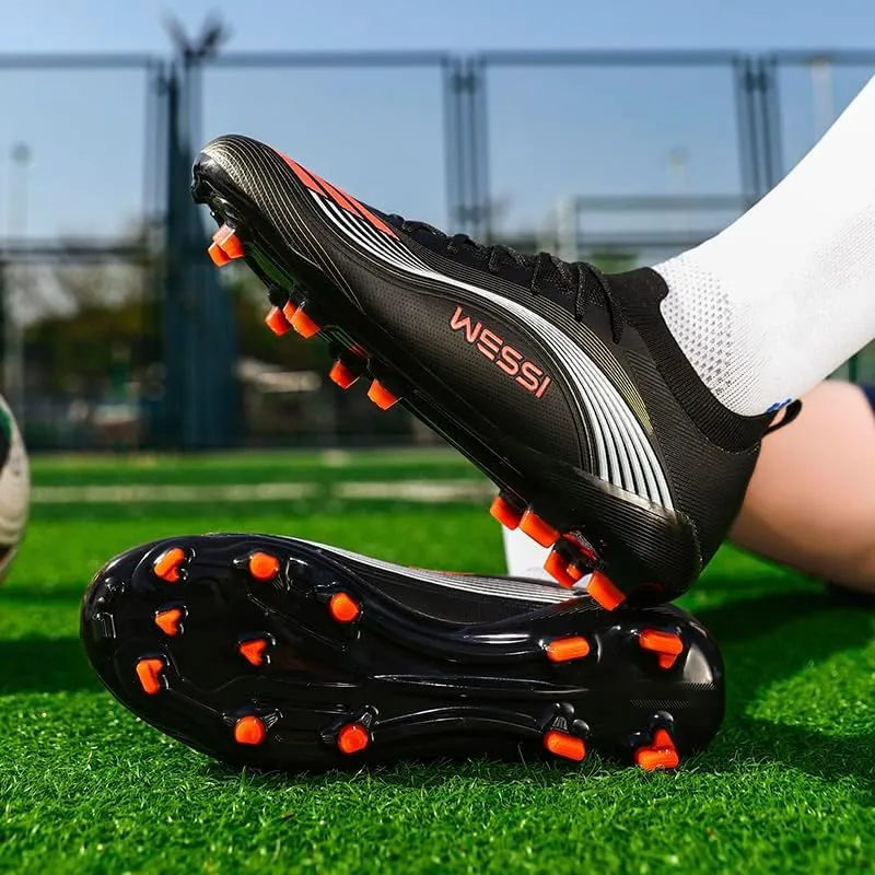 Men's Soccer Shoes Cleats Professional Low-Top Non-Slip Spikes Lace-Up Breathable Athletic Football Boots for Outdoor Indoor TF/AG/FG