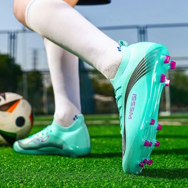 Men's Soccer Shoes Cleats Professional Low-Top Non-Slip Spikes Lace-Up Breathable Athletic Football Boots for Outdoor Indoor TF/AG/FG