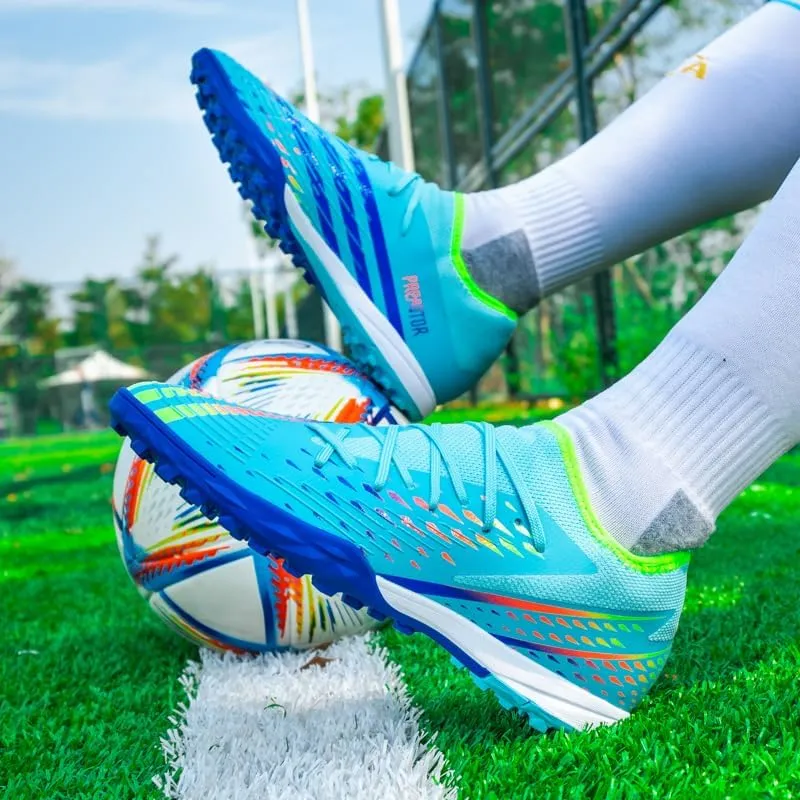 Men's Soccer Shoes Cleats Professional Low-Top Non-Slip Spikes Lace-Up Breathable Athletic Football Boots for Outdoor Indoor TF/AG/FG