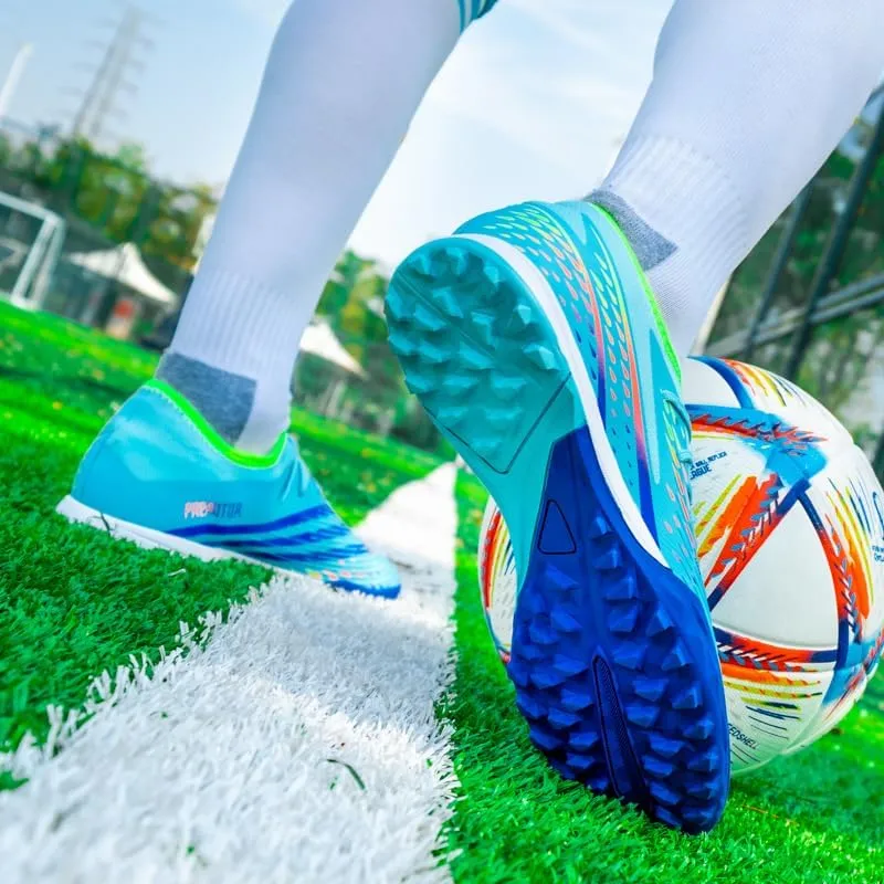 Men's Soccer Shoes Cleats Professional Low-Top Non-Slip Spikes Lace-Up Breathable Athletic Football Boots for Outdoor Indoor TF/AG/FG