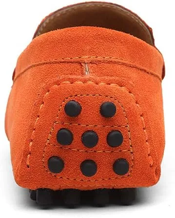 Men's Suede Leather Penny Loafers, Casual Driving Moccasins, Slip-On Boat Shoes,Big Sizes