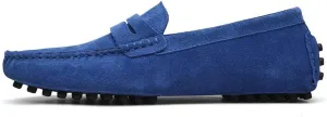 Men's Suede Leather Penny Loafers, Casual Driving Moccasins, Slip-On Boat Shoes,Big Sizes