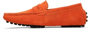 Men's Suede Leather Penny Loafers, Casual Driving Moccasins, Slip-On Boat Shoes,Big Sizes