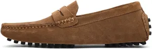 Men's Suede Leather Penny Loafers, Casual Driving Moccasins, Slip-On Boat Shoes,Big Sizes
