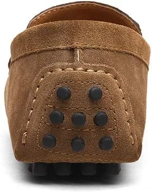 Men's Suede Leather Penny Loafers, Casual Driving Moccasins, Slip-On Boat Shoes,Big Sizes