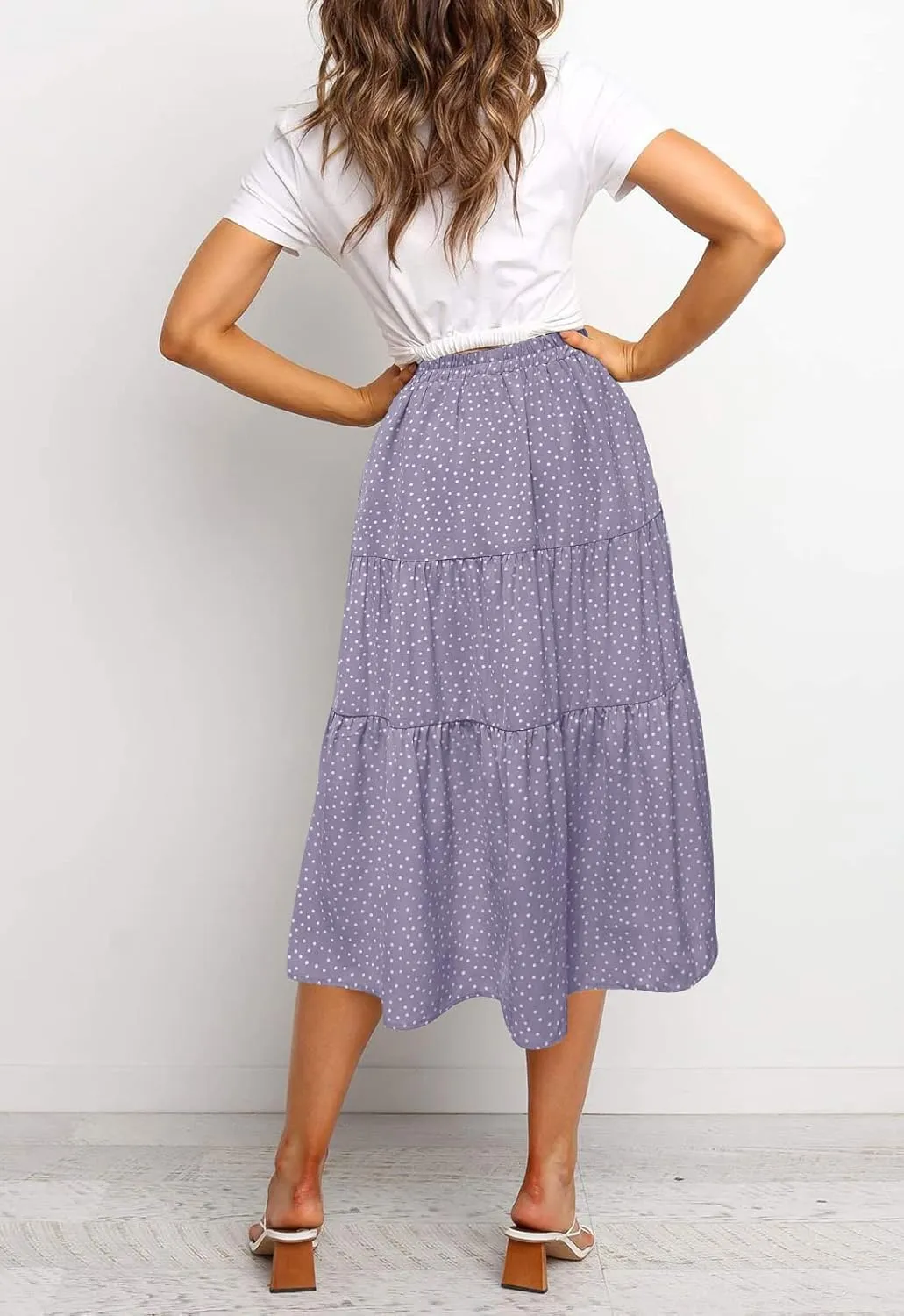 MEROKEETY Women's Boho Leopard Print Skirt Pleated A-Line Swing Midi Skirts