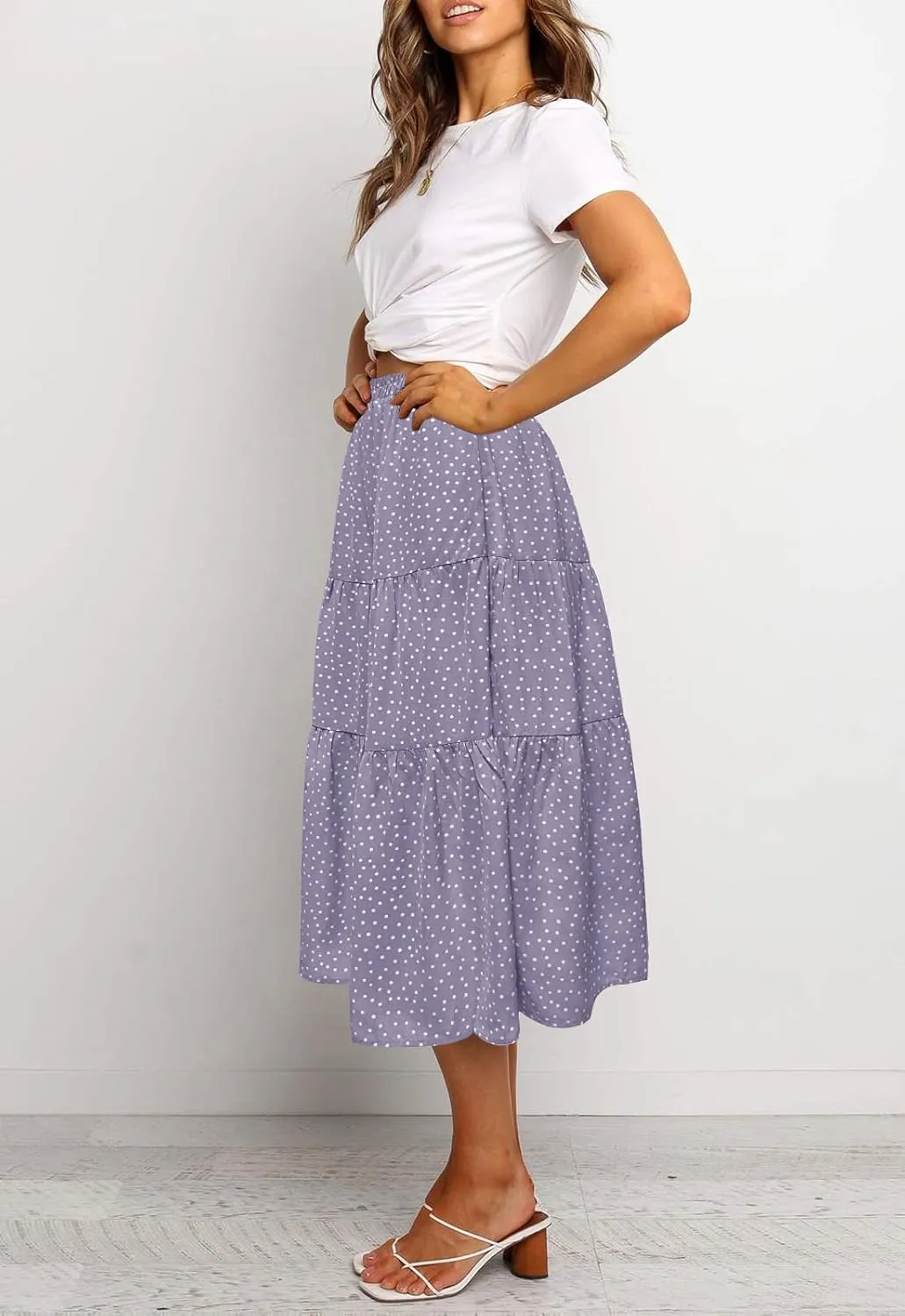 MEROKEETY Women's Boho Leopard Print Skirt Pleated A-Line Swing Midi Skirts