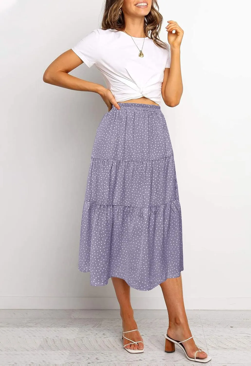 MEROKEETY Women's Boho Leopard Print Skirt Pleated A-Line Swing Midi Skirts