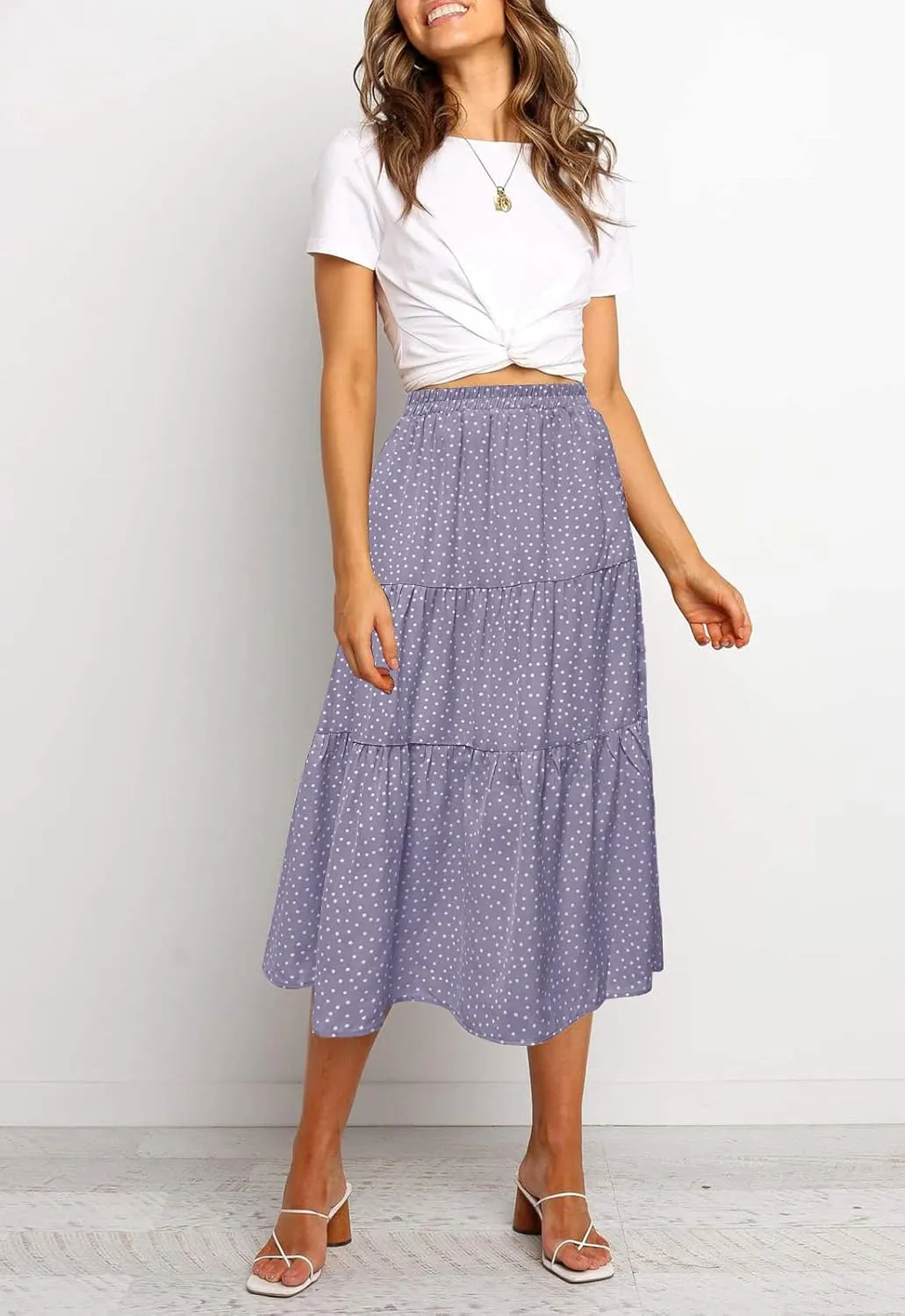 MEROKEETY Women's Boho Leopard Print Skirt Pleated A-Line Swing Midi Skirts