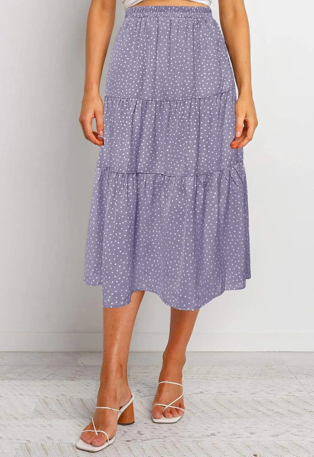 MEROKEETY Women's Boho Leopard Print Skirt Pleated A-Line Swing Midi Skirts