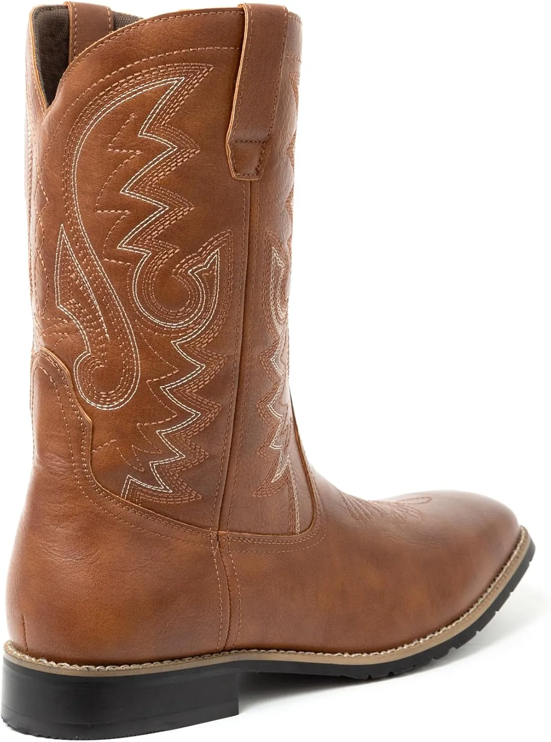 Metrocharm Men's Cowboy Western-02 Embroidered Square Toe Mid-Calf Boots