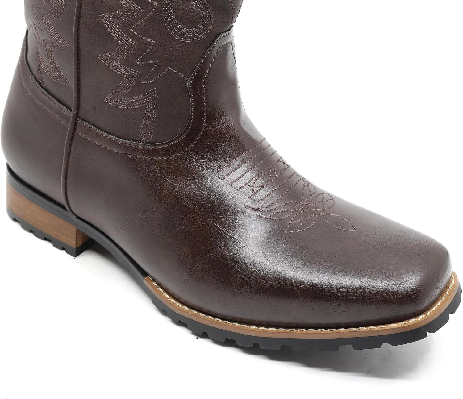 Metrocharm Men's Cowboy Western Embroidered Square Toe Boots WESTERN-03
