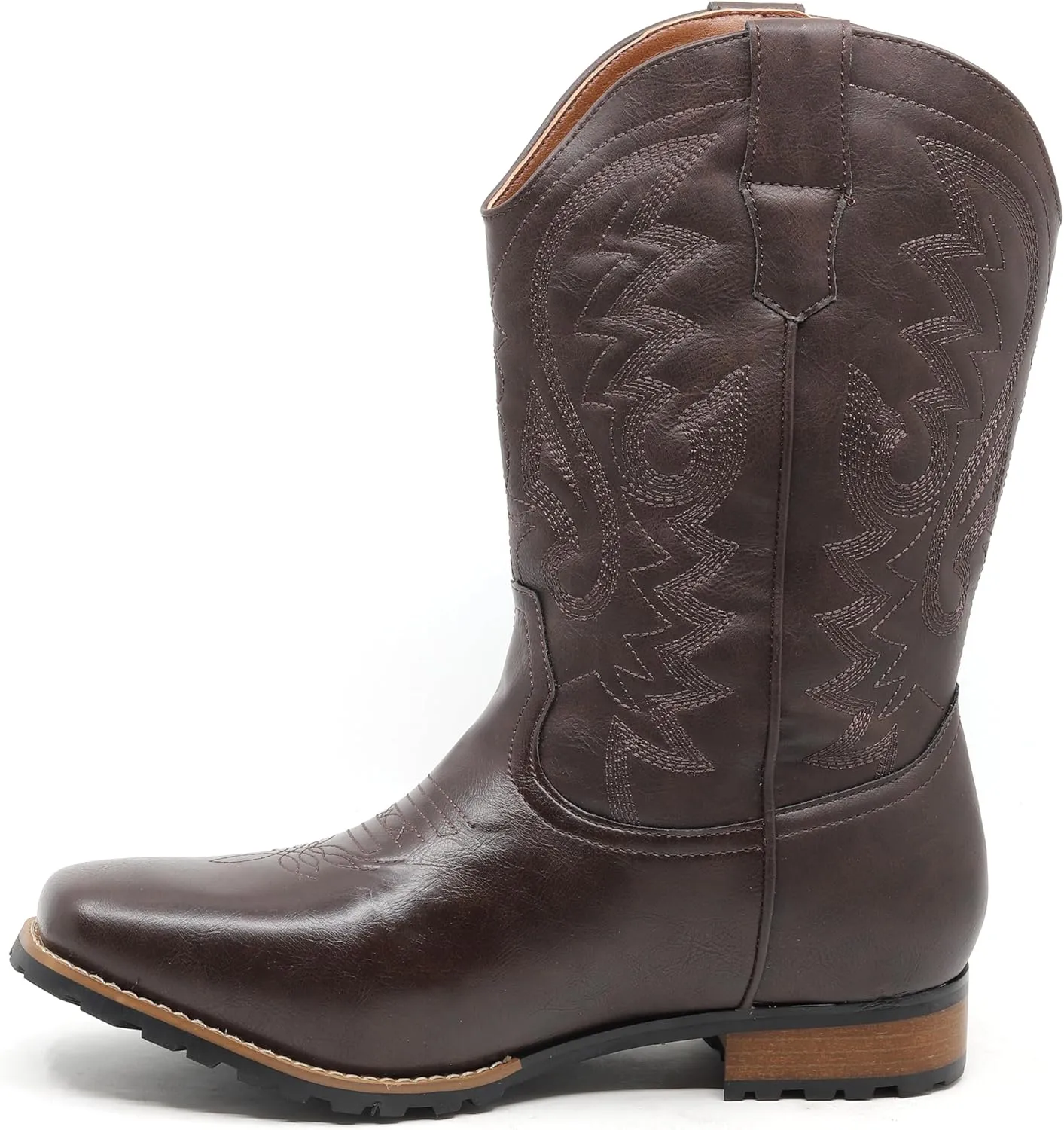 Metrocharm Men's Cowboy Western Embroidered Square Toe Boots WESTERN-03