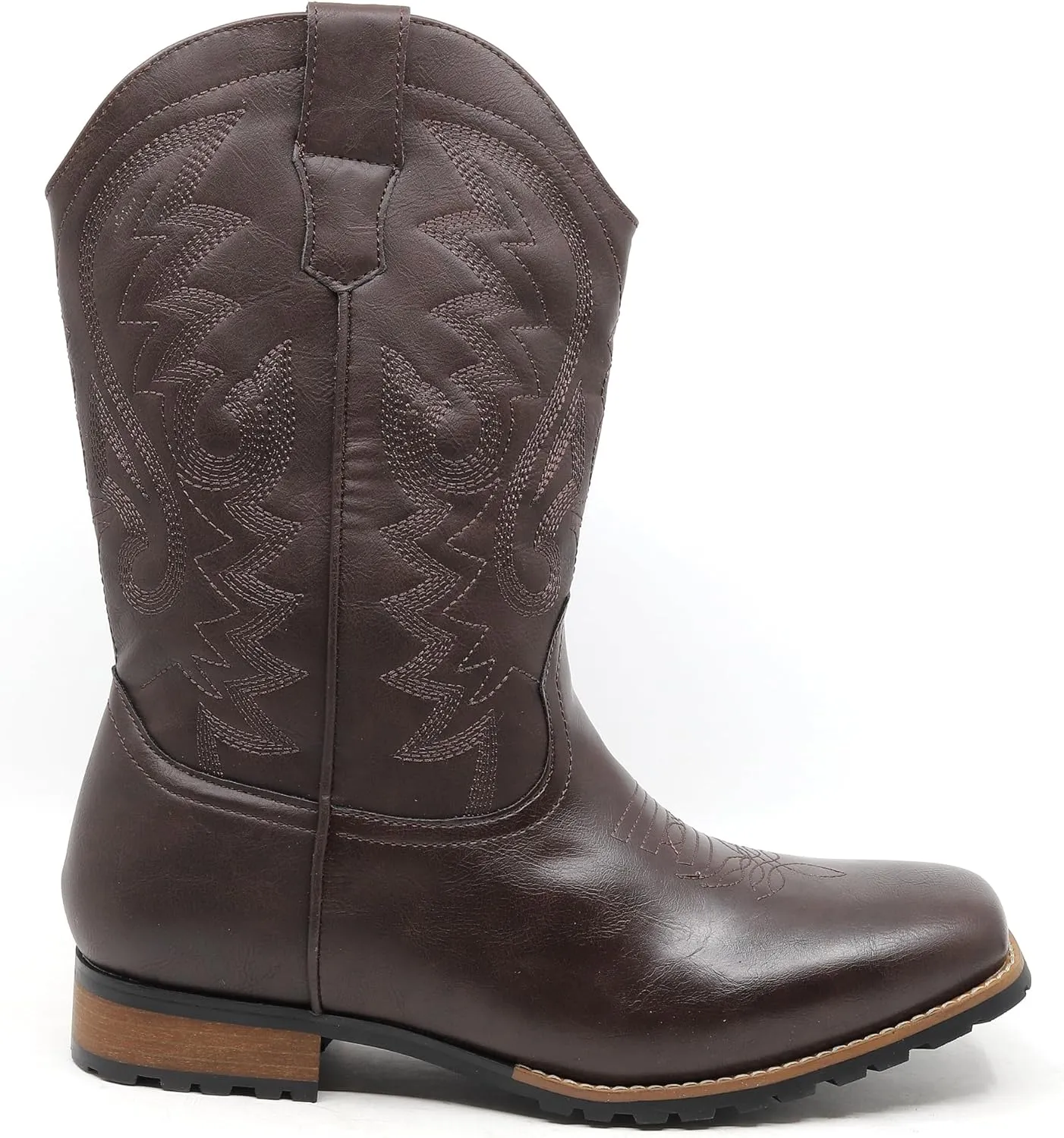 Metrocharm Men's Cowboy Western Embroidered Square Toe Boots WESTERN-03
