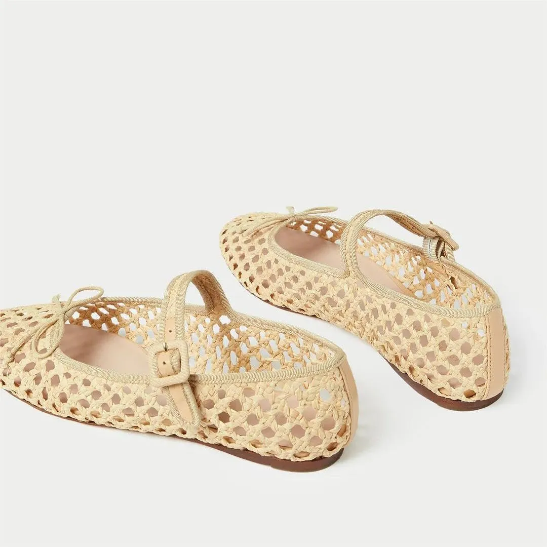 miss left Women Bowknot Ankle Strap Mary Jane Classic Closed Round Toe Ballet Flats Slip On Cozy Casual Dance Shoes Size 4-16 US