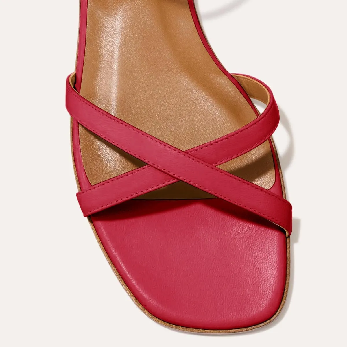 miss left Women Crisscross Strap Open Toe Flat Sandals Ankle Strap Buckle Summer Vacation Comfortable Daily Shoes Size 4-16 US